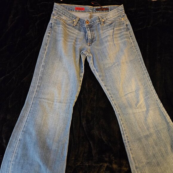 Adriano Goldschmied Wide Leg Flare Washed Denim - Picture 3 of 5